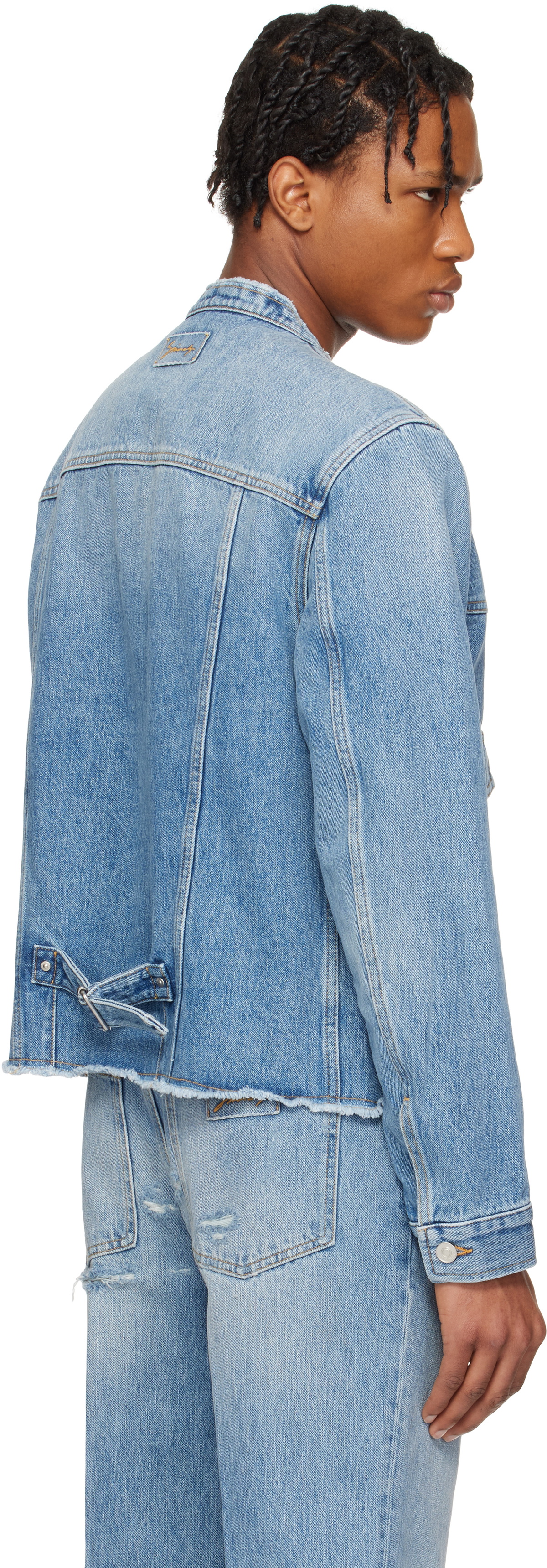 Givenchy Blue Reworked Biker Denim Jacket
