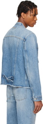 Givenchy Blue Reworked Biker Denim Jacket