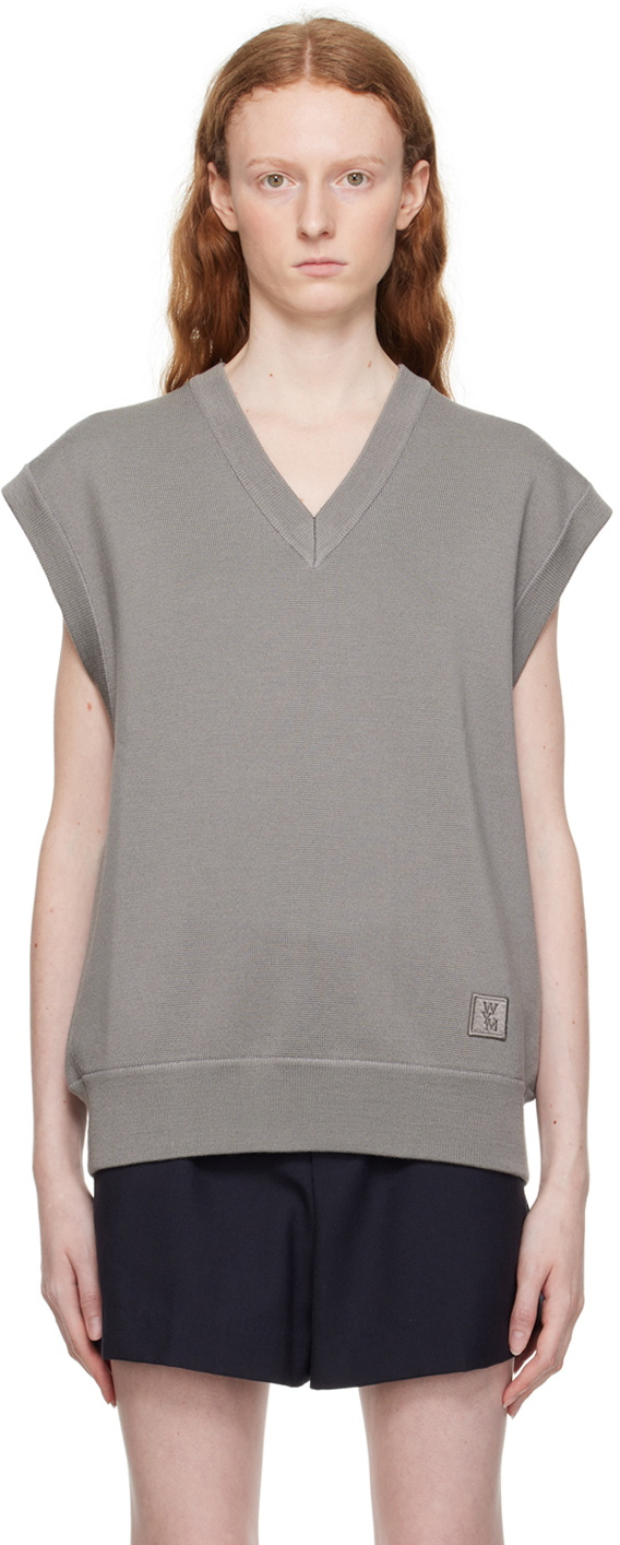 Wooyoungmi Gray Leather Patch Vest