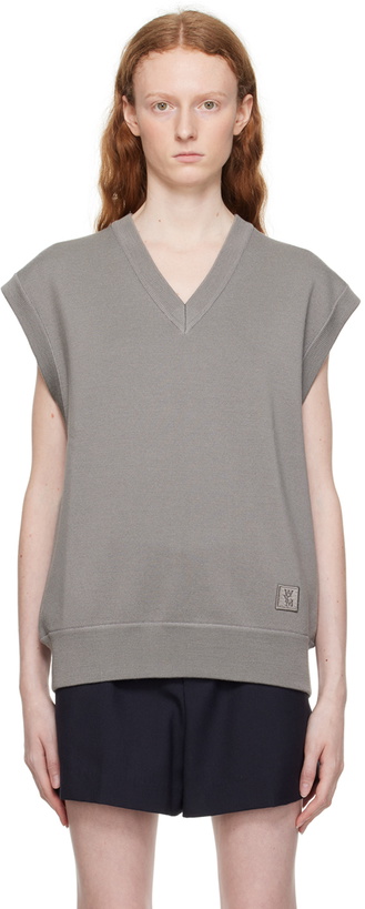 Photo: Wooyoungmi Gray Leather Patch Vest