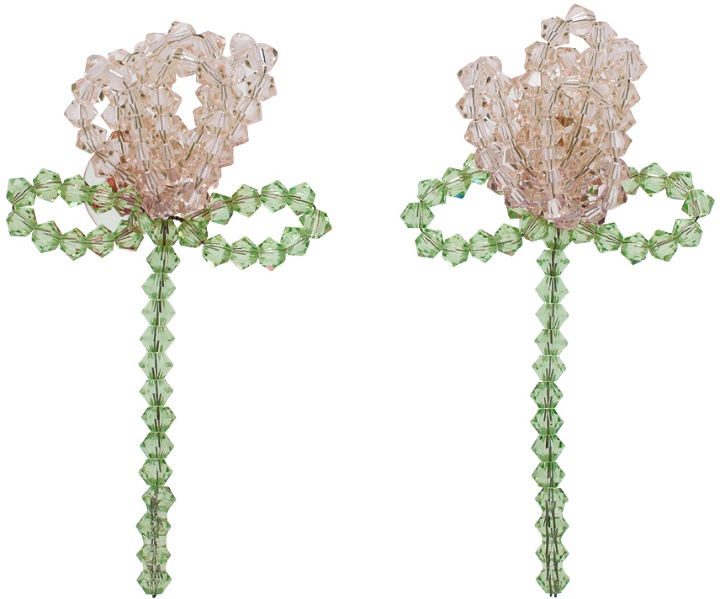 Photo: Simone Rocha Pink & Green Cluster Flower Earrings