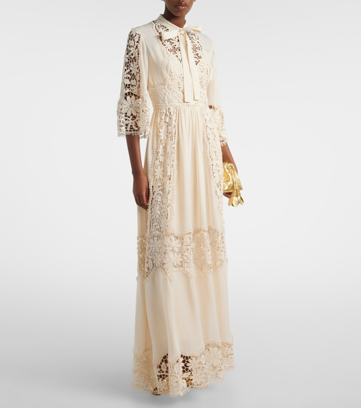Elie Saab Georgette and macramé gown
