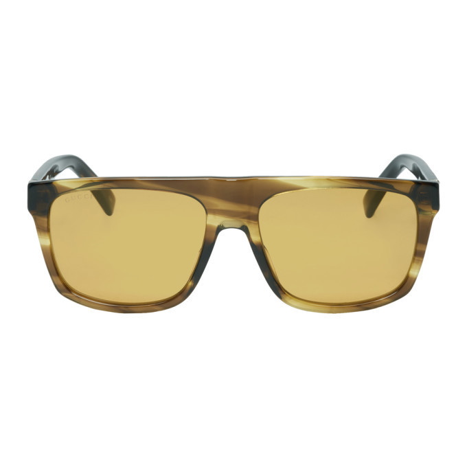 Photo: Gucci Tortoiseshell and Brown Oversized Wearable Sunglasses