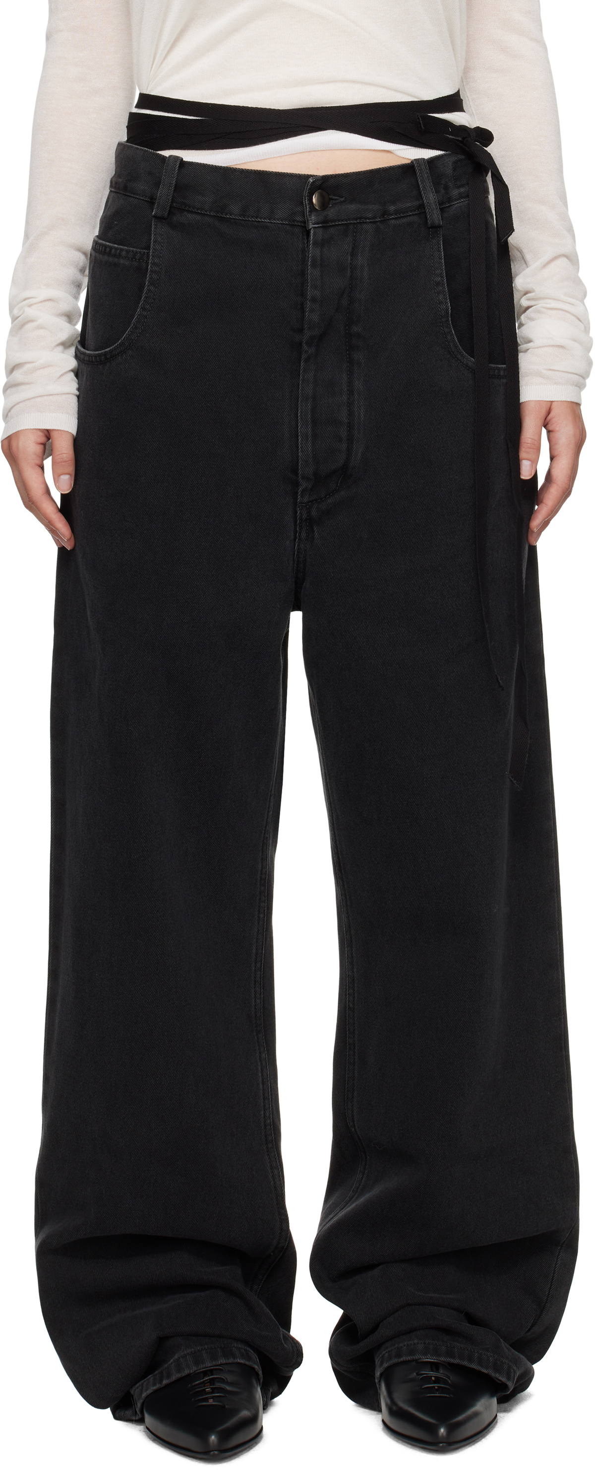 パンツ ANN DEMEULEMEESTER 25ss Polly denim Ann Demeulemeester Black Polly 5 Pocket High-Comfort Jeans Ann