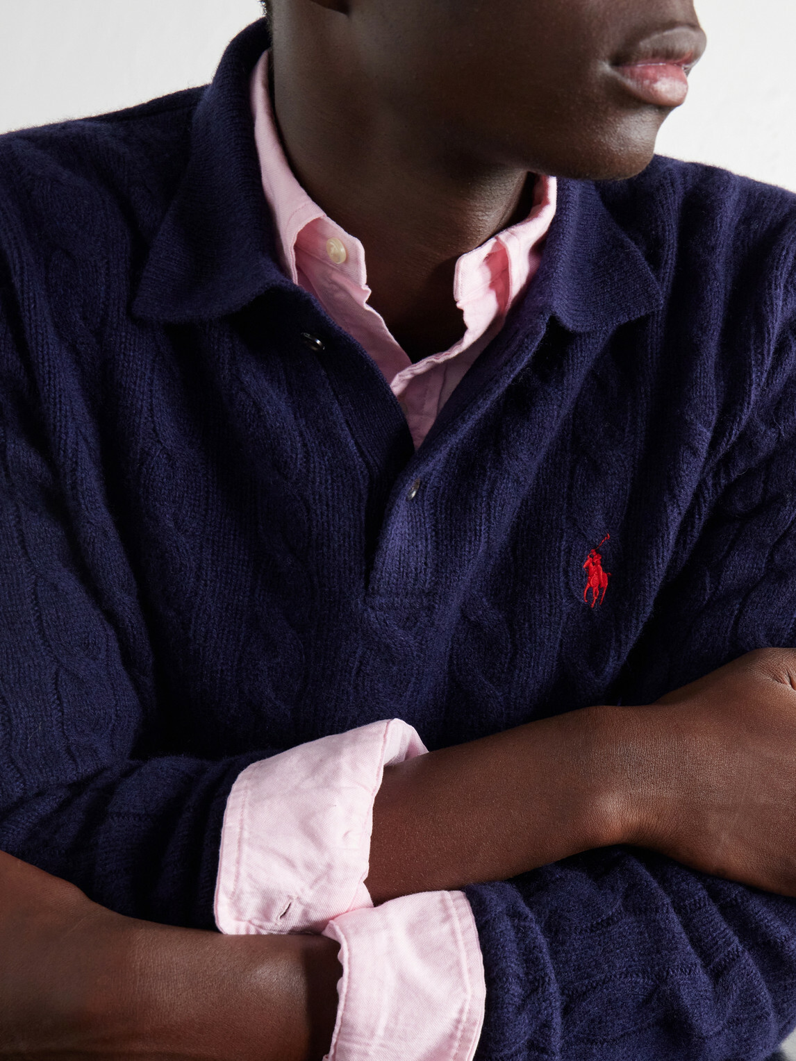 Polo Ralph Lauren - Cable-Knit Wool and Cashmere-Blend Polo Sweater - Blue