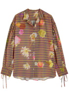 Julia Heuer Hannes Checked Semi-sheer Seersucker Shirt Brown
