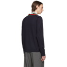 Gucci Navy Wool Web Stripe Cardigan