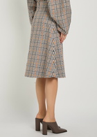 A.W.A.K.E Mode Plaid Cut-out Cotton-blend Midi Skirt Beige