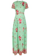 Erdem Floral Belted Cotton and Silk-blend Midi Dress Mint