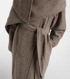 Ferragamo Herringbone caped wool and cotton wrap coat
