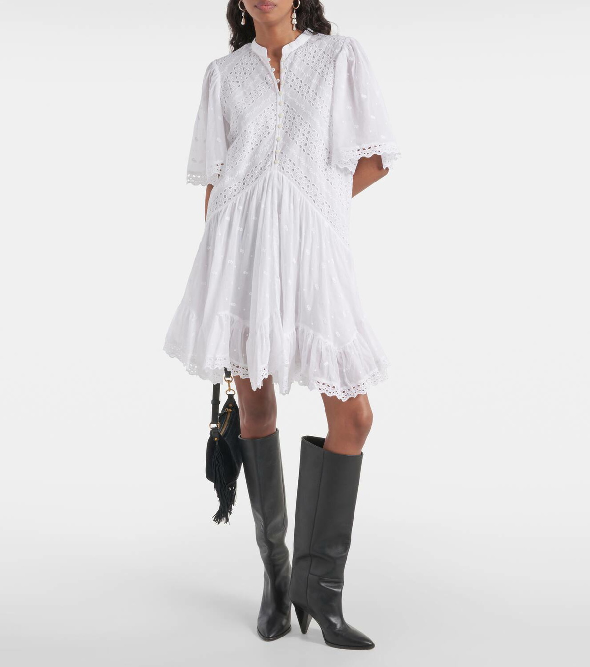 ワンピース Isabel Marant Etoile White Cotton Blend Celyana Dress Isabel Marant Etoile White Stripe Cotton Lace Trim Ruffled