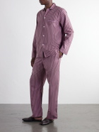 TEKLA - Striped Organic Cotton-Poplin Pyjama Shirt - Pink