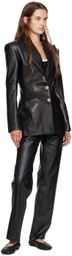 Balmain Black 2-Button Leather Jacket