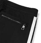 Neil Barrett - Slim-Fit Tapered Cropped Striped Stretch-Jersey Sweatpants - Men - Black