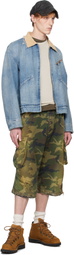 424 Khaki Camo Bermuda Cargo Shorts