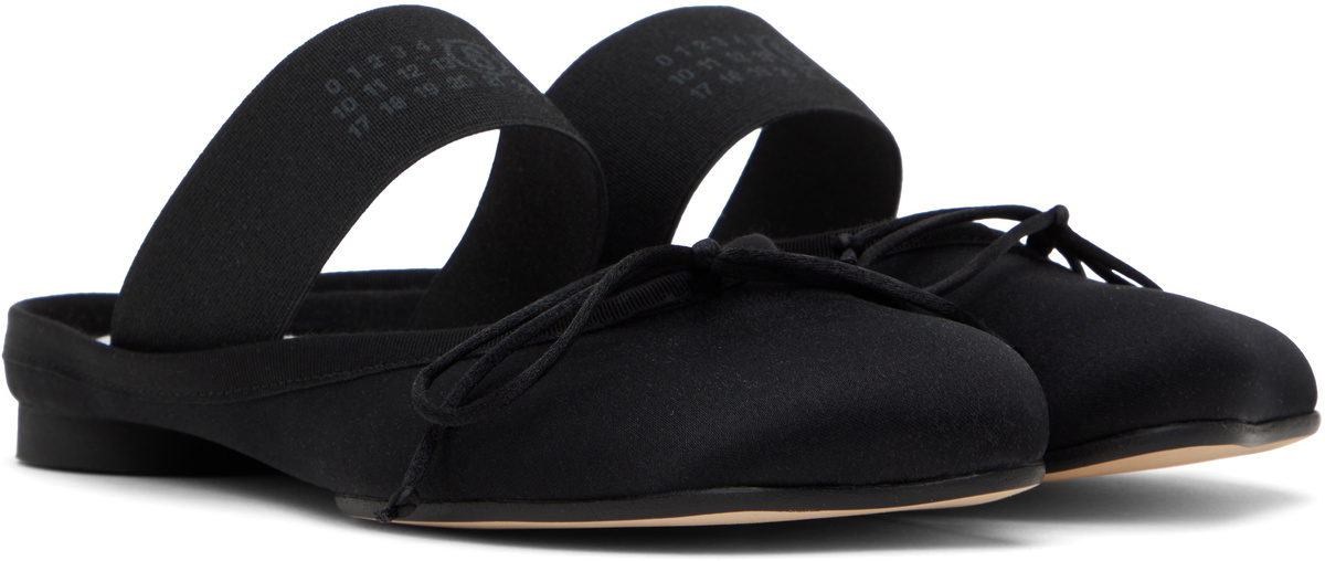 MM6 Maison Margiela Black Satin Anatomic Logo Ballerina Slippers