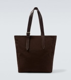Dries Van Noten Leather-trimmed cotton canvas tote bag