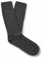 Anderson & Sheppard - Ribbed-Knit Socks - Gray