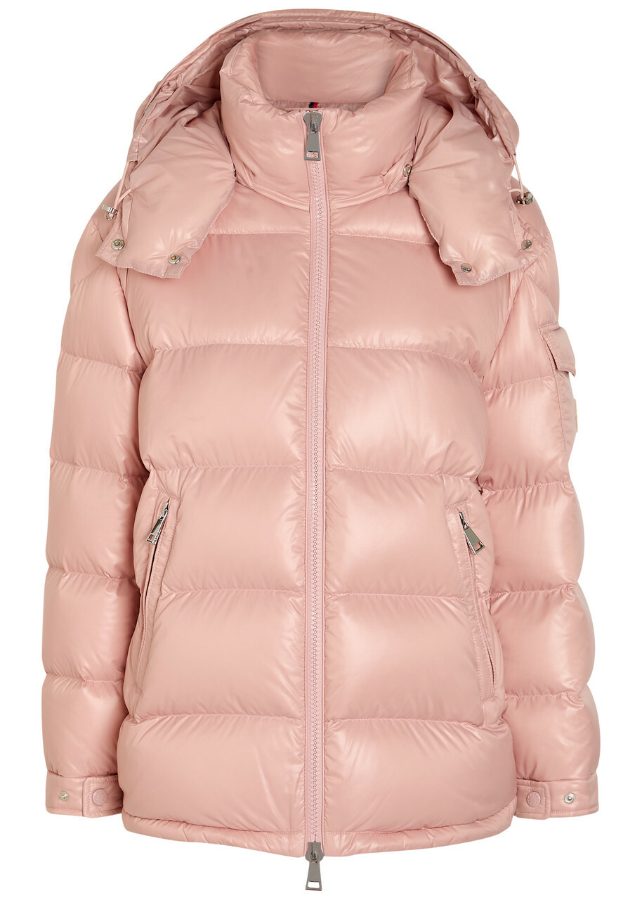 Moncler Maire Padded Hooded Laqué Nylon Jacket Light Pink