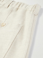 Brunello Cucinelli - Straight-Leg Herringbone Linen, Silk, Wool and Cotton-Blend Trousers - White