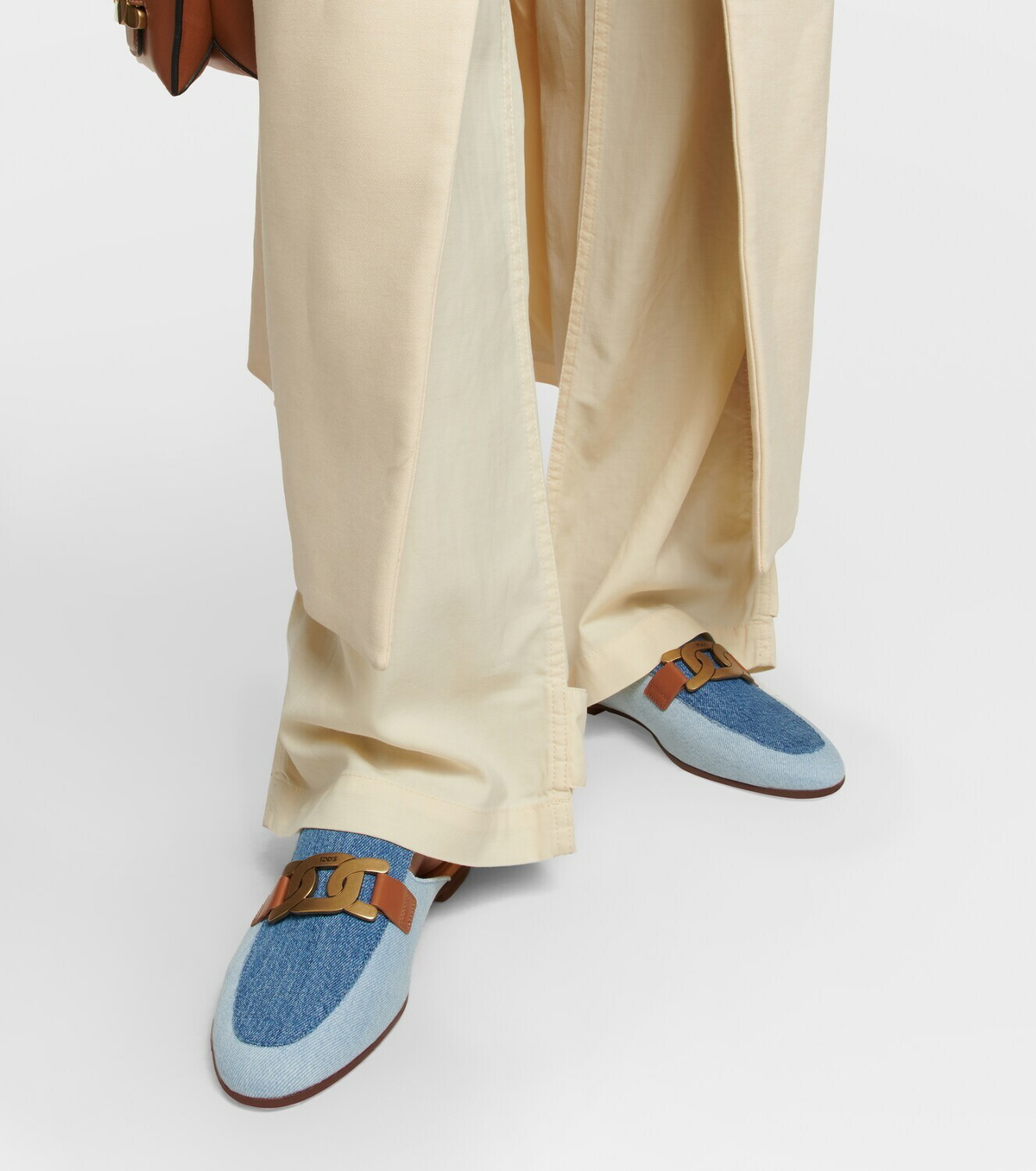 Tod's - Embellished denim slippers