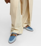 Tod's - Embellished denim slippers