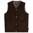 Taion Men's Work V-Neck Button Down Vest in Dark Brown