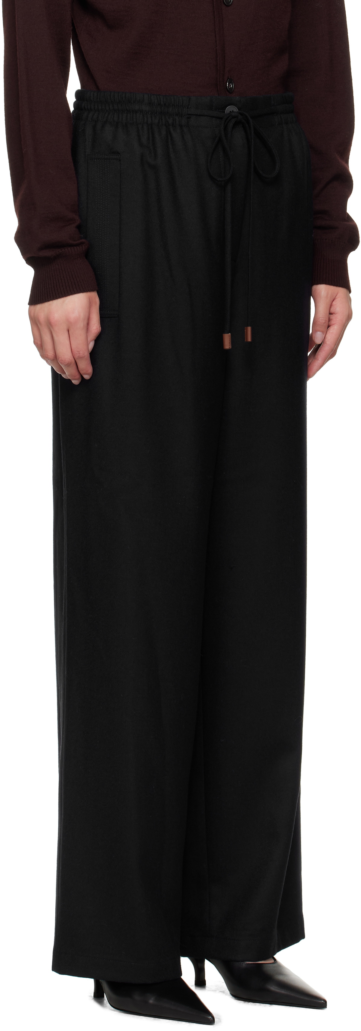 LE17SEPTEMBRE Navy Drawstring Easy Wool Trousers