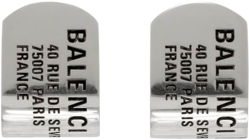 Balenciaga Silver Tags Stud Earrings