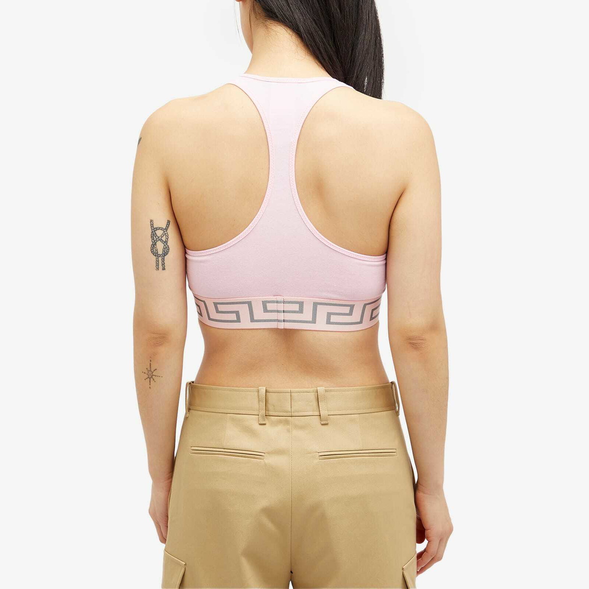 Versace Women's Greca Sports Bralet in Pale Pink