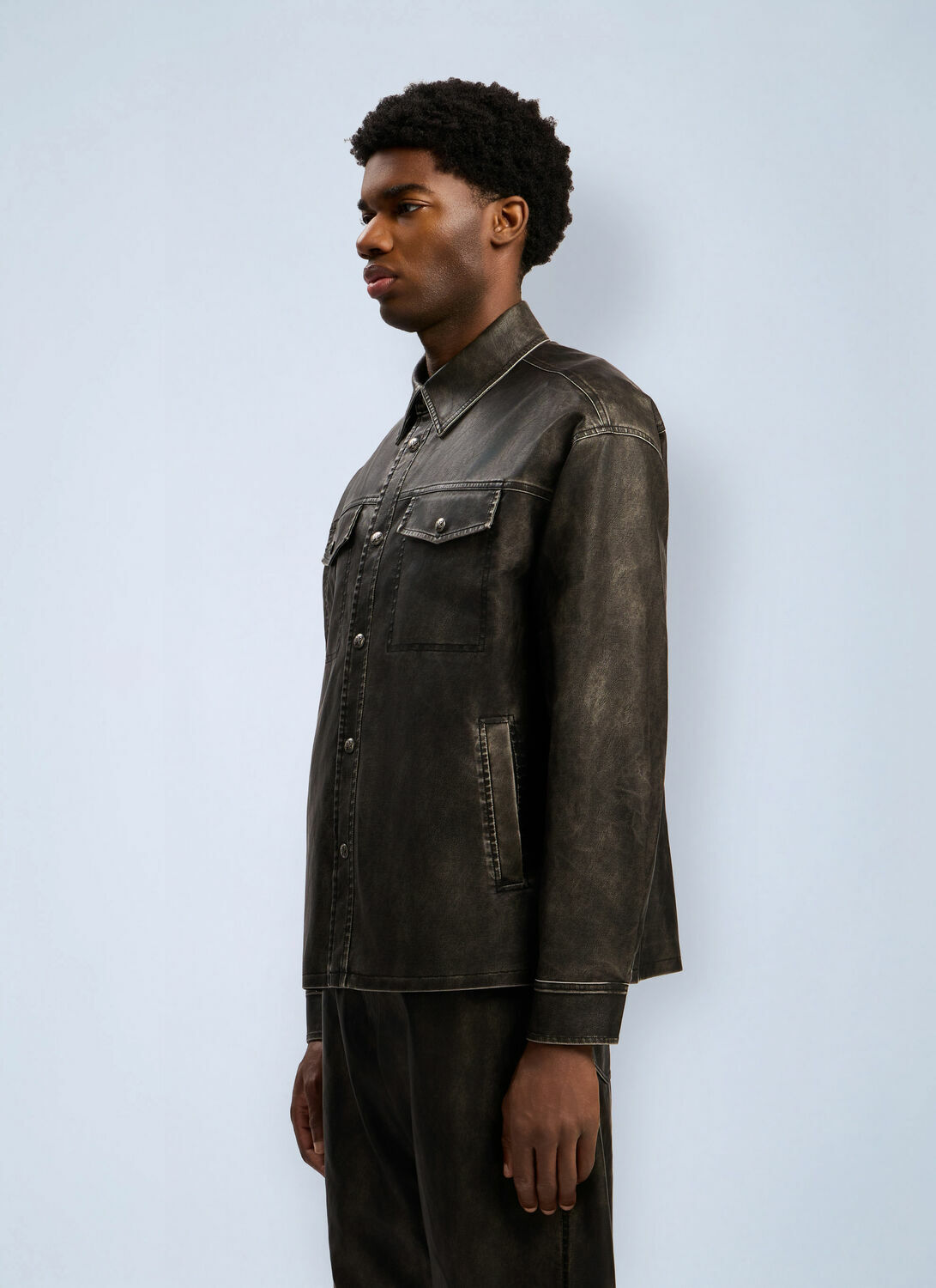 Palm Angels Curved Logo Coated Overshirt
