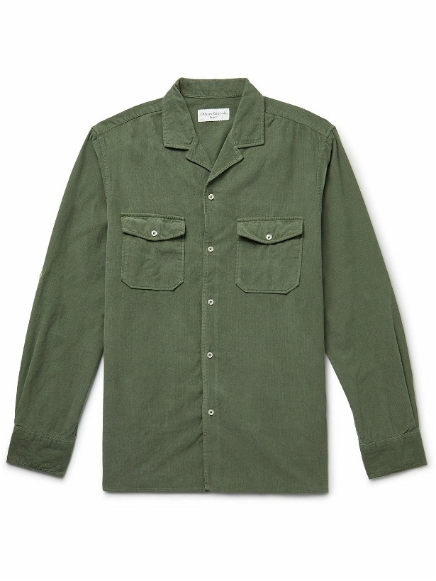 Photo: Officine Générale - Eric Camp-Collar Garment-Dyed Cotton-Corduroy Shirt - Green