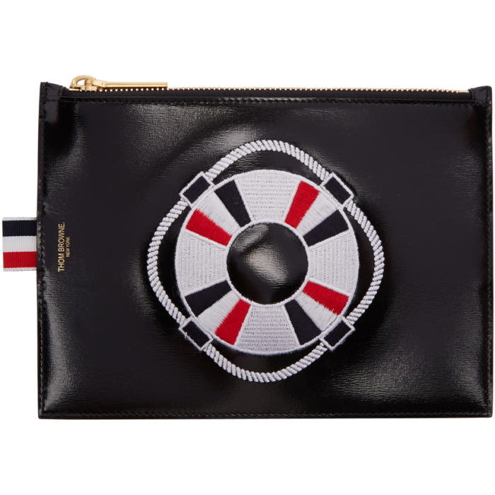 Photo: Thom Browne Black Large Embroidered Pouch