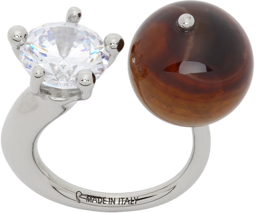 Panconesi Silver Diamanti & Agate Ring