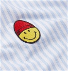 AMI - Button-Down Collar Logo-Appliquéd Striped Cotton Oxford Shirt - Blue
