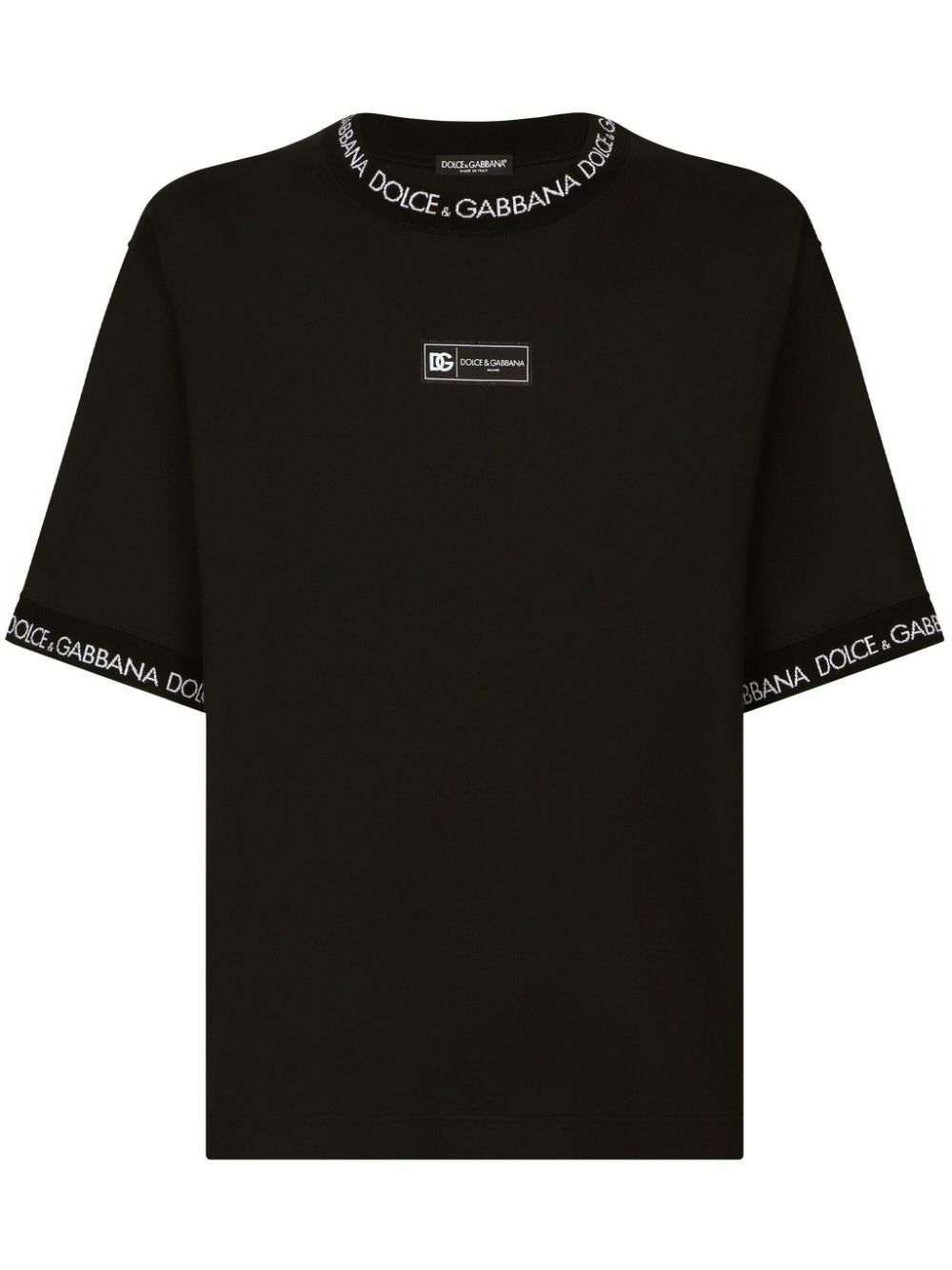 Tシャツ・カットソー Dolce&Gabbana Black T-Shirt With Logo Plaque Dolce & Gabbana logo-plaque t-shirt | Black | FARFETCH