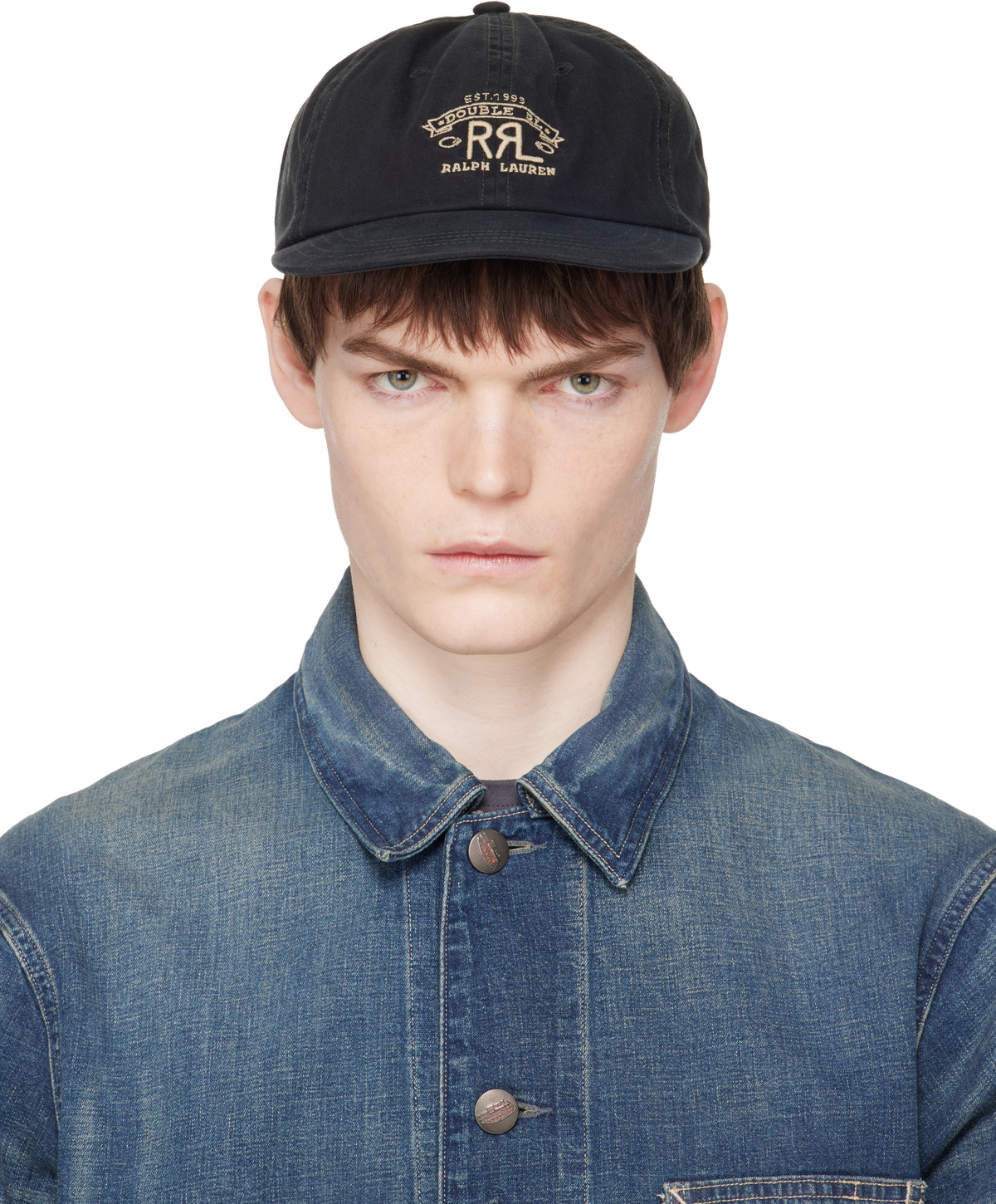 RRL Black 'RRL' Ranch Logo Twill Ball Cap RRL