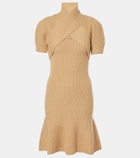 Patou Scarf-detail wool and cashmere minidress