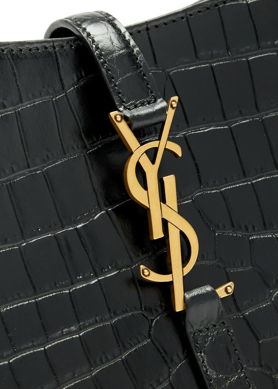Saint Laurent Le 5 à 7 Crocodile Effect Shoulder Bag, Leather Bag