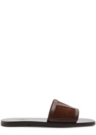 Valentino Garavani Viva Vlogo Leather Sliders Brown