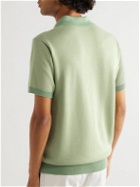 Mr P. - Honeycomb-Knit Organic Cotton Polo Shirt - Green