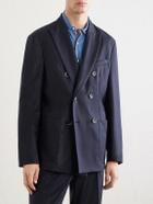 Barena - Doria Double-Breasted Wool-Blend Blazer - Blue