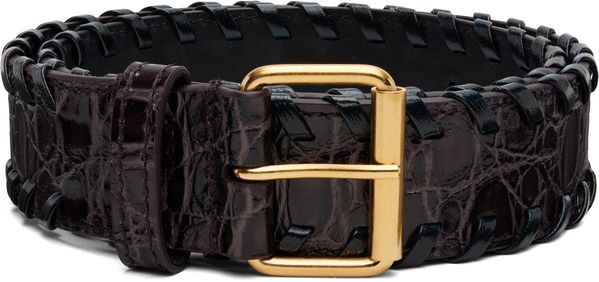 Dries Van Noten Brown Braided Leather Belt