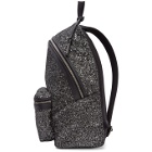 Saint Laurent Black and Silver Glitter City Backpack