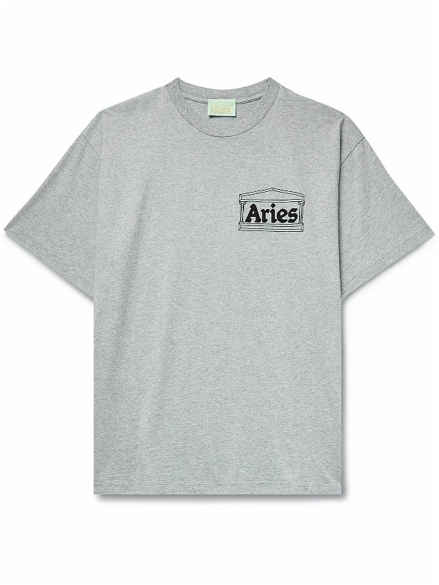 Photo: Aries - Logo-Print Cotton-Jersey T-Shirt - Gray