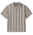 Stüssy - Camp-Collar Striped Waffle-Knit Cotton Shirt - Gray
