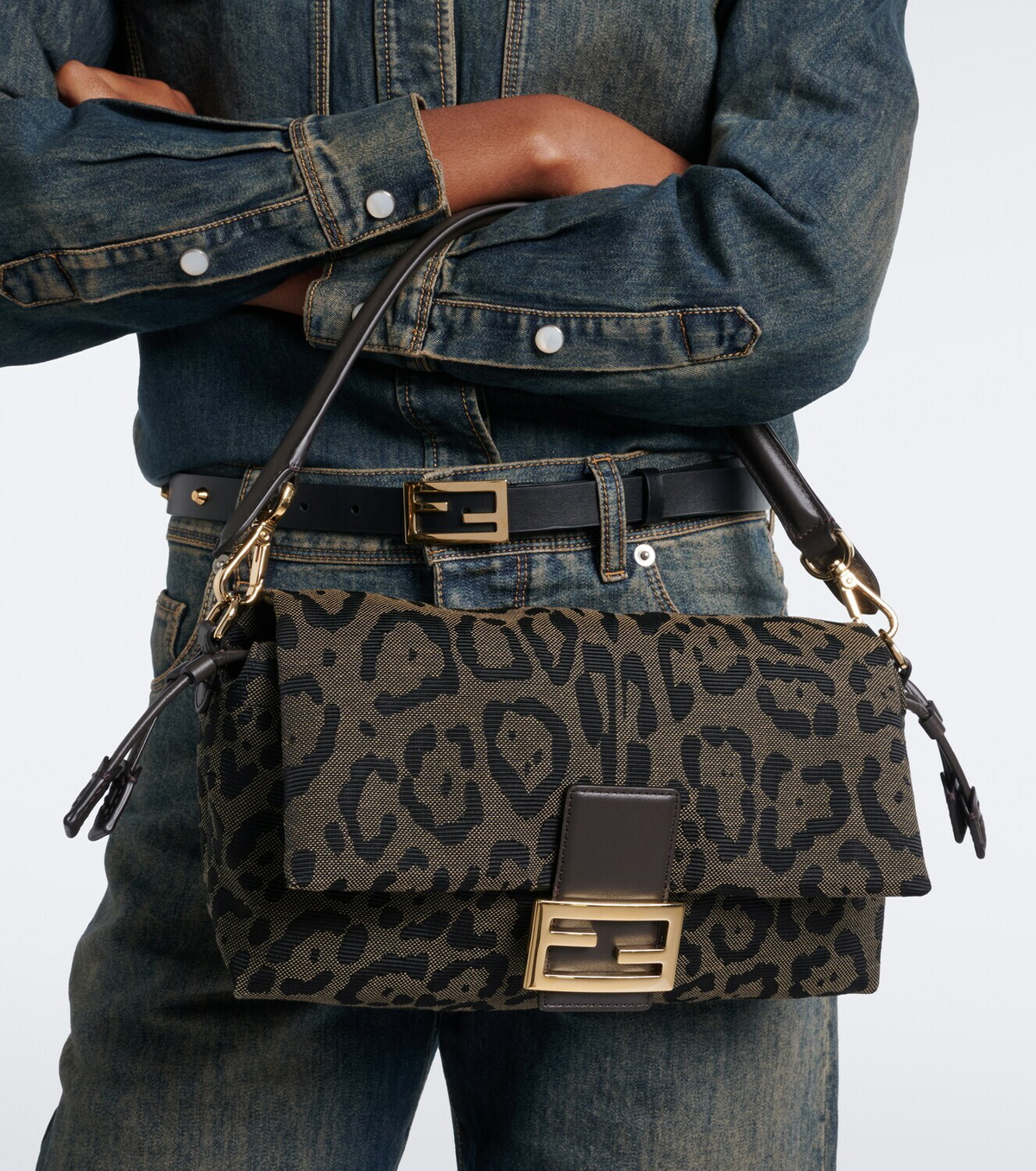 Fendi Baguette® Soft Medium jacquard shoulder bag
