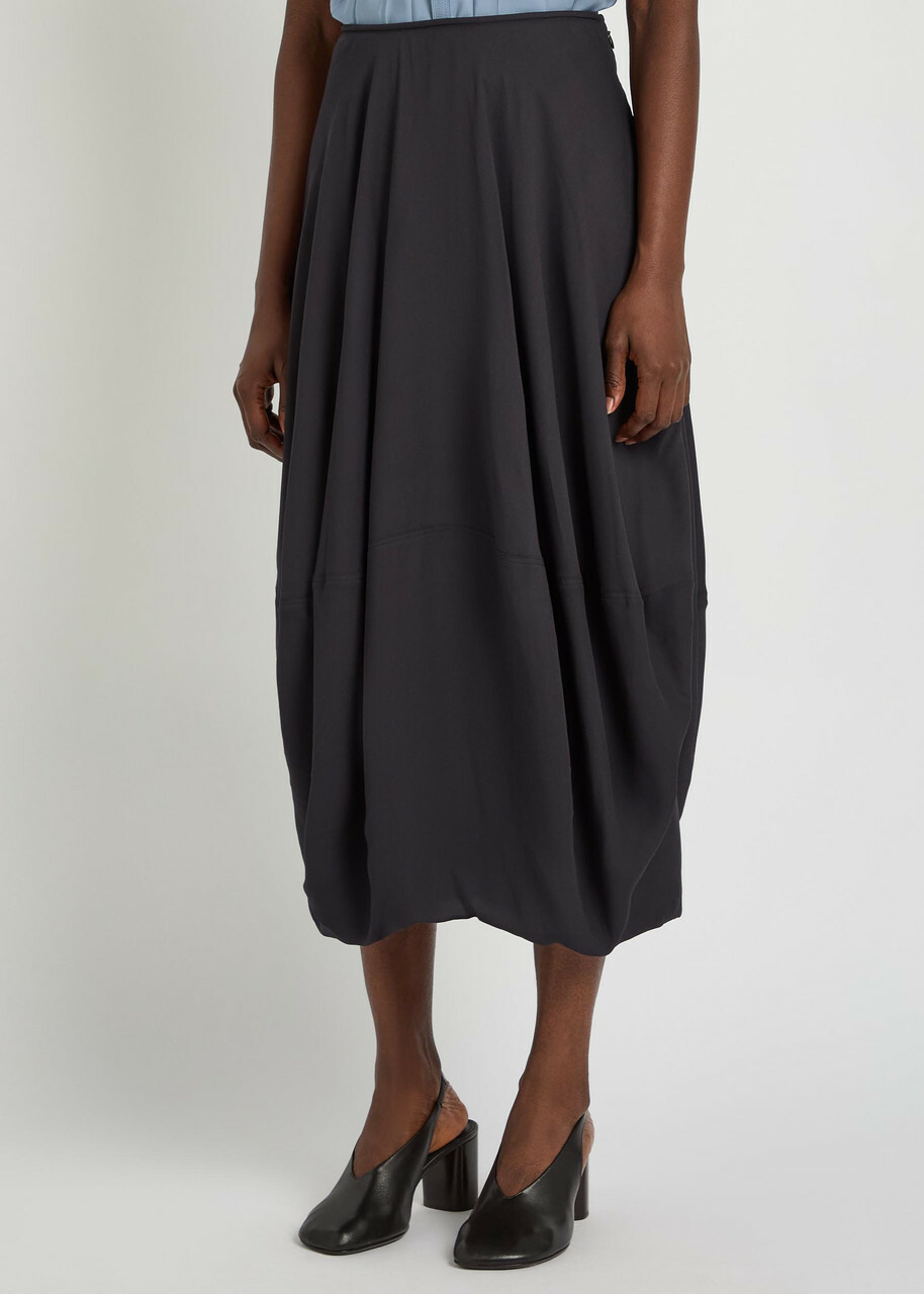 Lemaire Balloon Crepe Midi Skirt Dark Grey