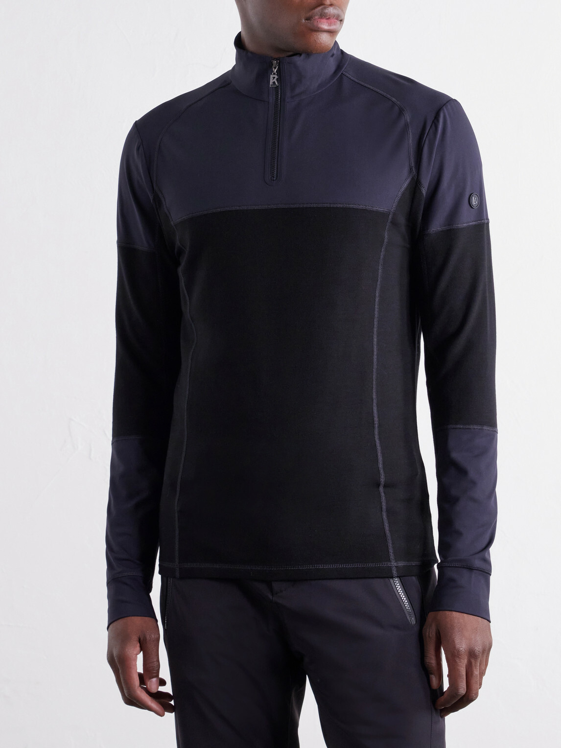BOGNER - Marino Panelled Stretch-Jersey Half-Zip Ski Mid-Layer - Black