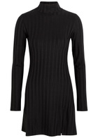 Reformation Libra Subtle-stripe Stretch-jersey Mini Dress Black
